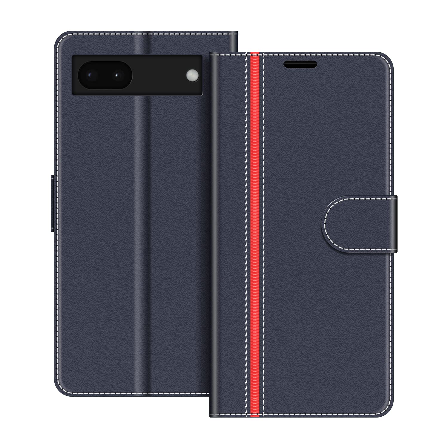 COODIO Handyhülle Für Google Pixel 8 Pro – Leder Klapphülle Mit Kartenfächern & Standfunktion, Schwarz/Rot