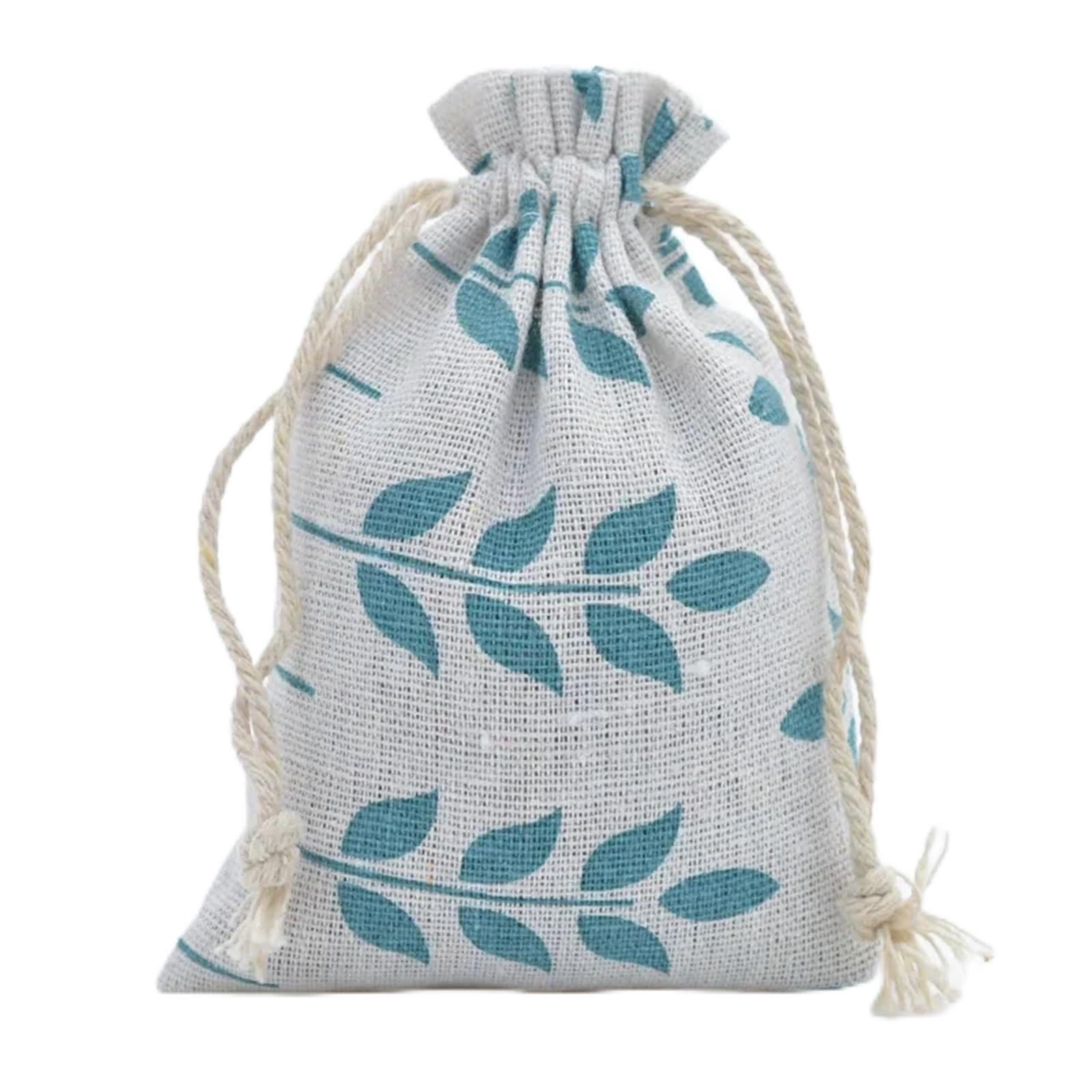 Jute Burlap Bags, Cotton Drawstring Bags 10 Pcs 10x14 cm Party Wedding Mini Storage Bag(Color5)