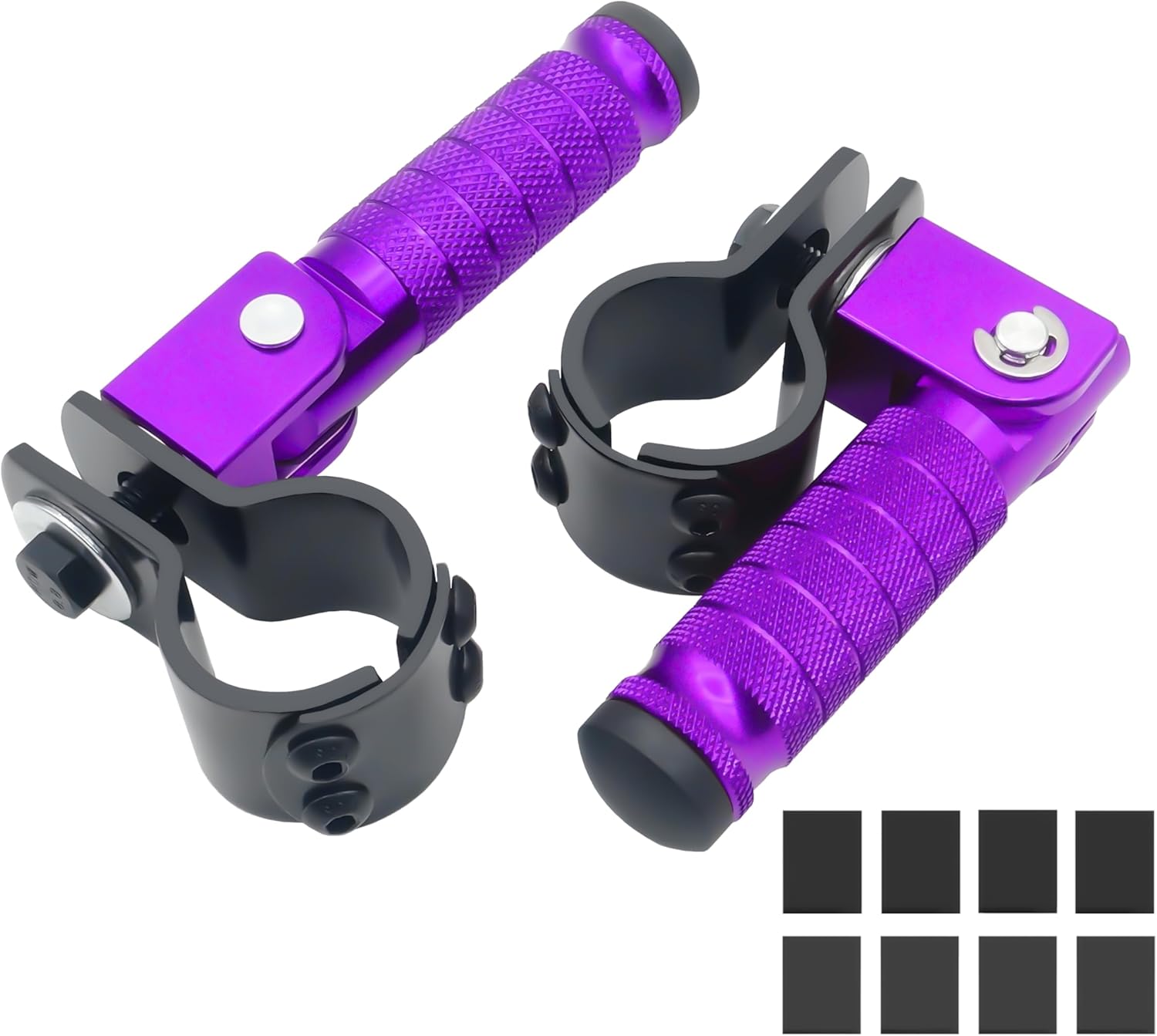 M8 Motorcycle CNC Aluminum 90 Degree Folding Rearsets Folded Motorbike Footrest Bicycle Footpegs Foot Pegs Pedal Universal (Purple)