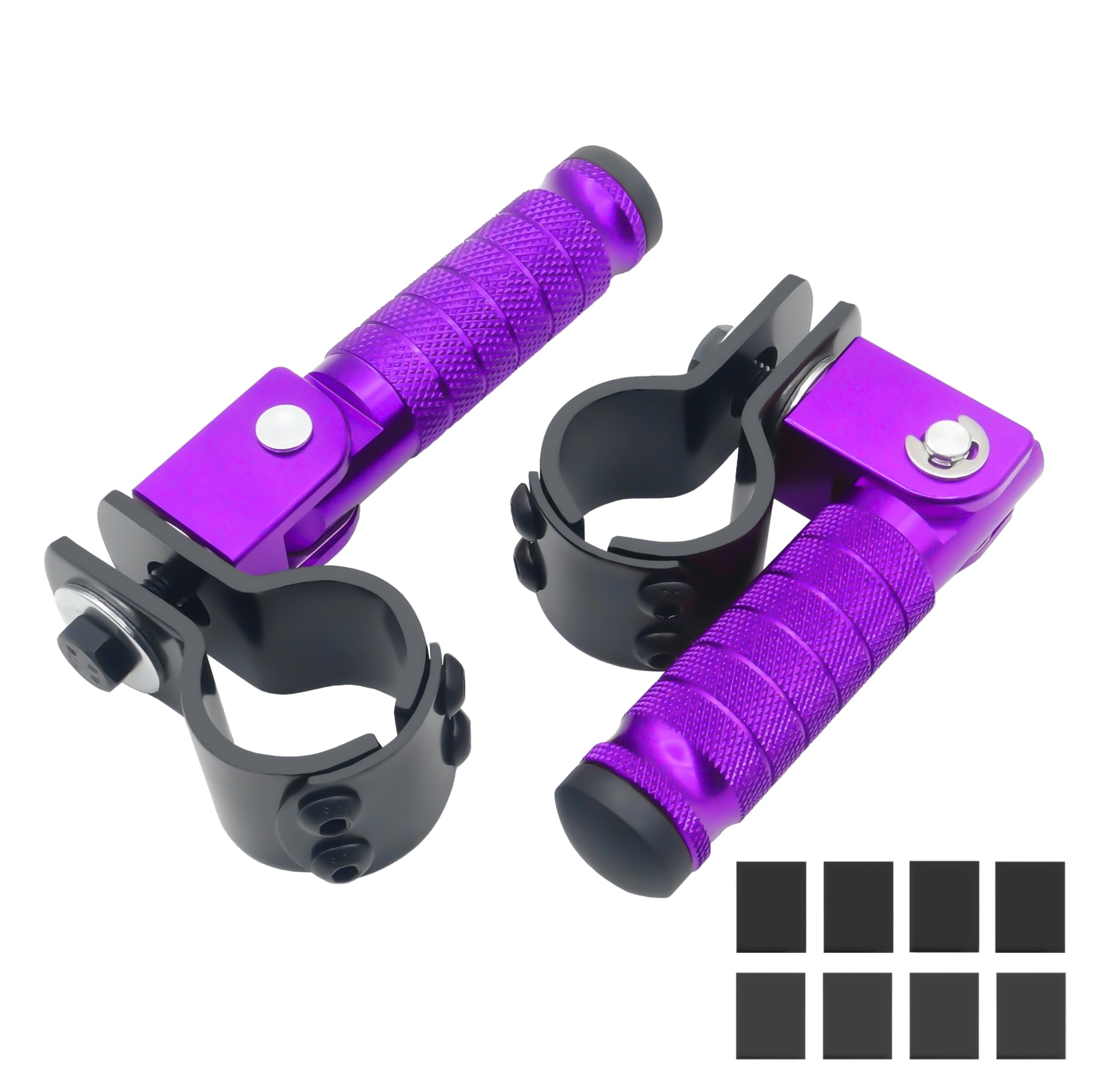 M8 Motorcycle CNC Aluminum 90 Degree Folding Rearsets Folded Motorbike Footrest Bicycle Footpegs Foot Pegs Pedal Universal (Purple)