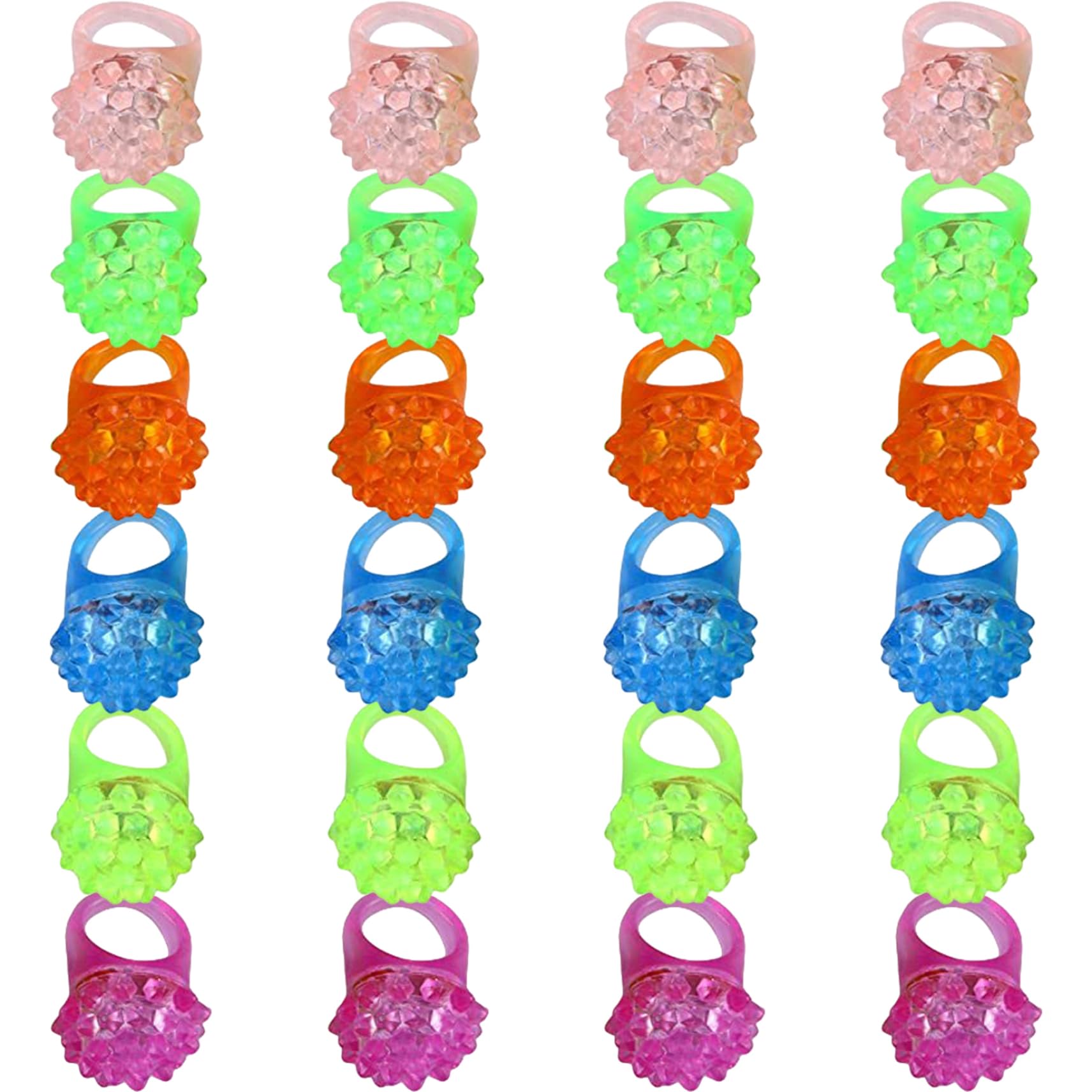 Anillo de flash 24 piezas coloridas anillos de iluminación con baches que brillan en las oscuras luces de los dedos llamativas para carnavales, fiestas de cumpleaños, bodas.