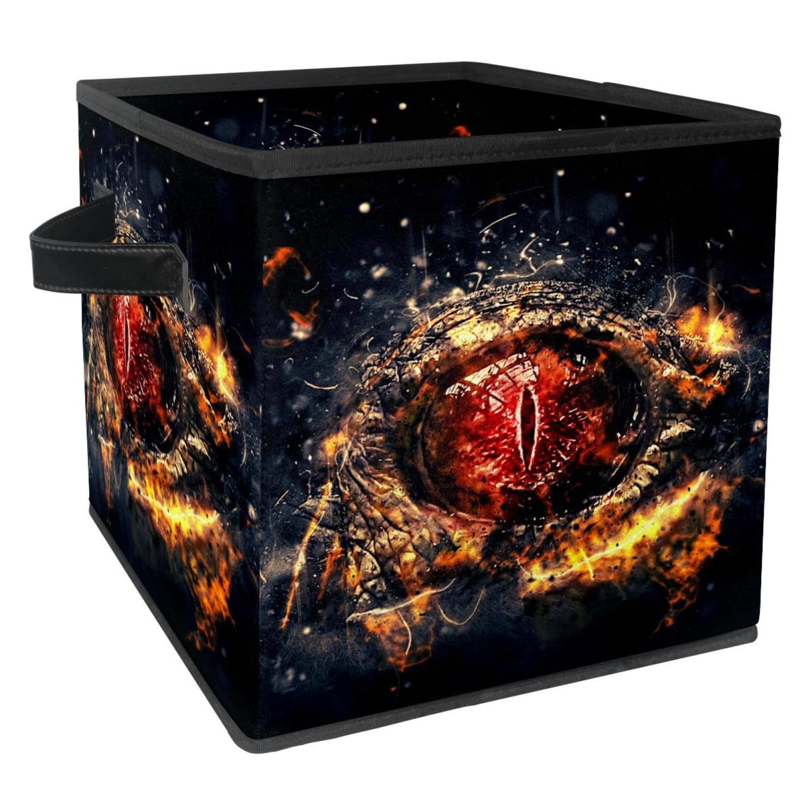 Boîte de rangement pliable en tissu cube motif oeil de dragon avec poignées