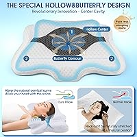 Vista 3 de Almohadas de espuma viscoelástica, almohada cervical para aliviar el dolor de cuello y hombros, almohada ergonómica de contorno de cama, suave