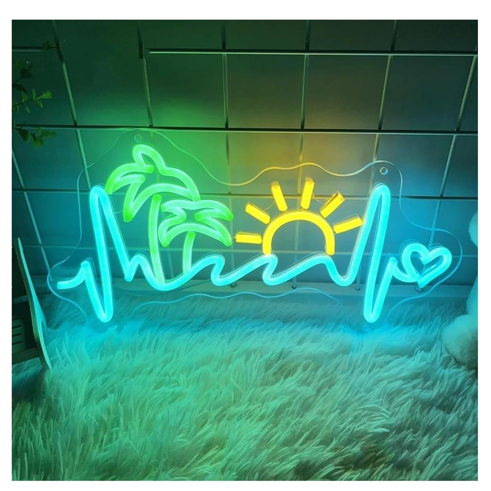 Aextroi neon Lights Sign Soothing Atmosphere Lamp Neon Light Sign Sunset Seaside Dusk for Wave for Bedroom(40x21cm)