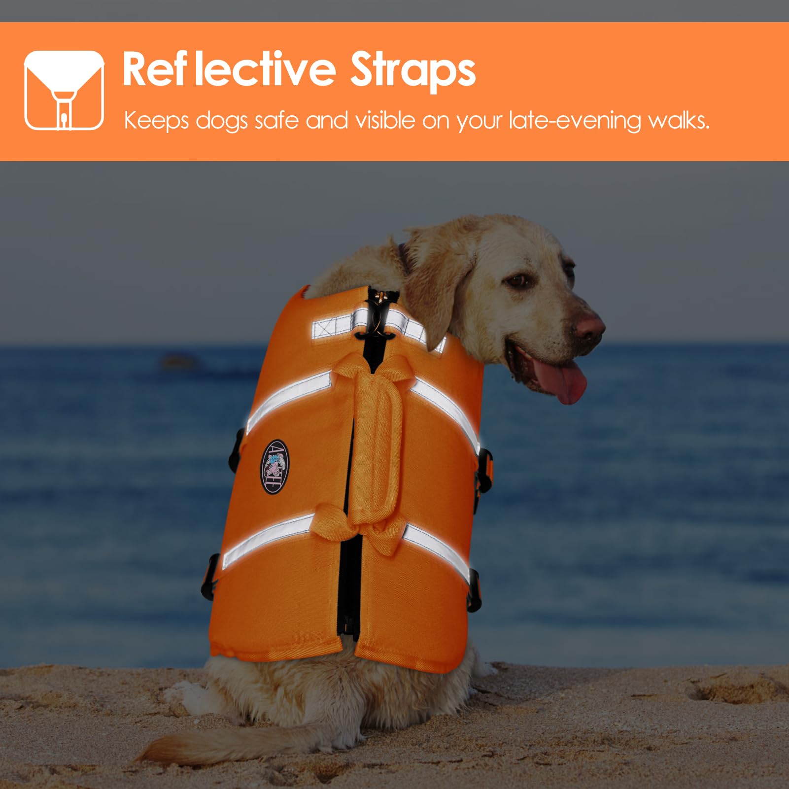 AOFITEE Chaleco Salvavidas para Perro, Chaleco Salvavidas Ripstop para Nadar con Alta Flotación, Traje de Baño Reflectante para Perros con Asa de Rescate y Cremallera, Chaleco de Natación para Perros