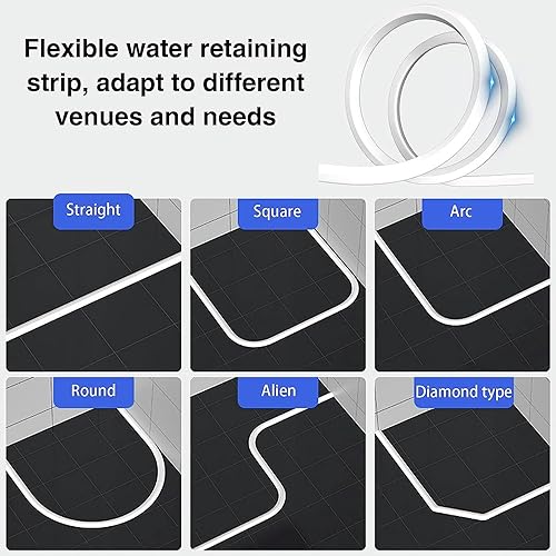 Miniatura 5 de Sello de silicona para suelo de baño, barrera de ducha plegable, barrera de ducha y sistema de retención de separación húmeda y seca, tira de