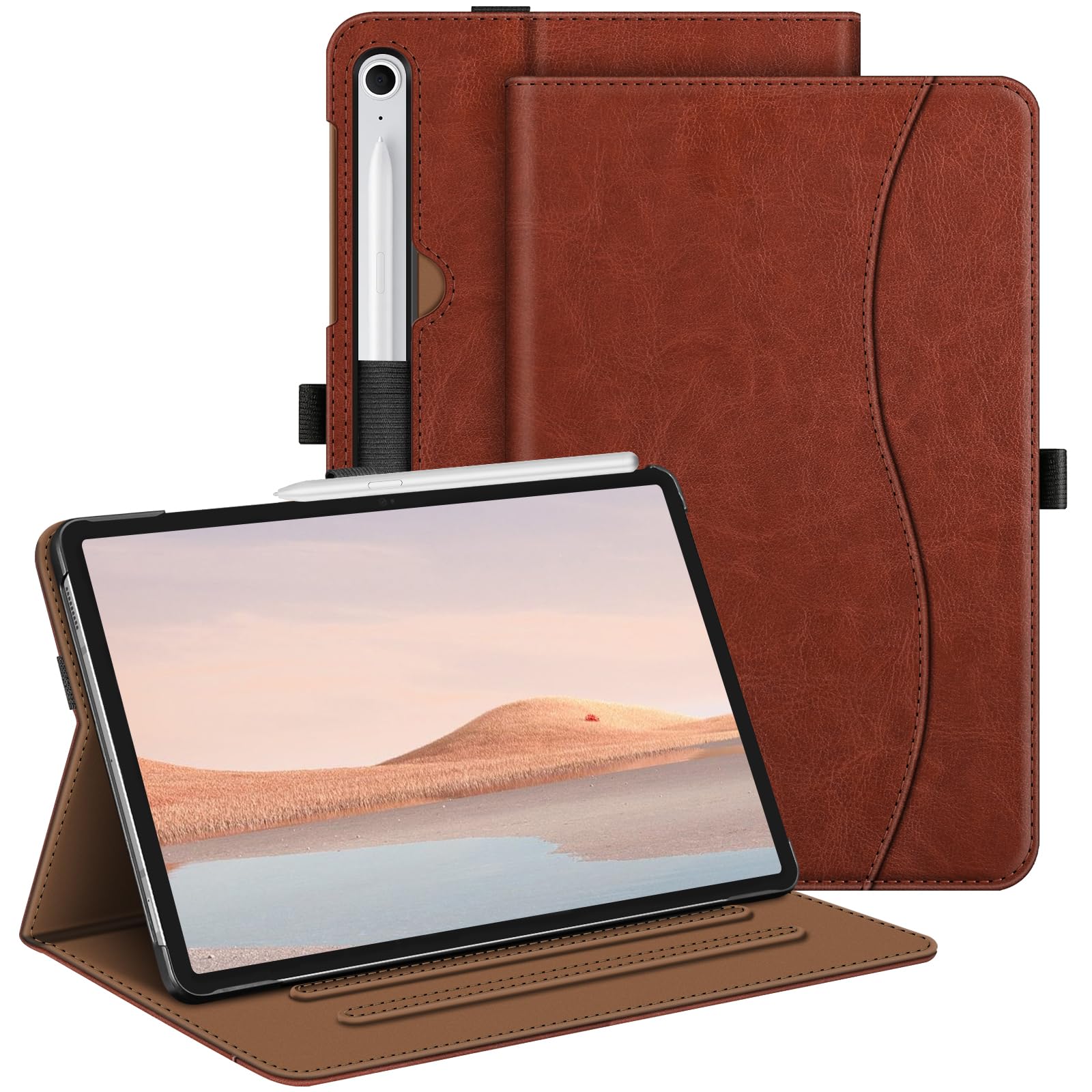 Fintie Case for Samsung Galaxy Tab S9 FE 10.9 Inch/Tab S9 11 Inch 2023 Tablet, Multi-Angle Folio Protective Case with Document Compartment and Auto Sleep/Wake Function, Brown