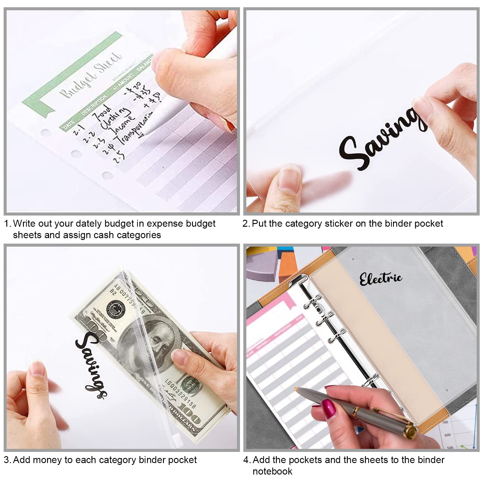 Raccoglitore Ad Anelli A6 Con Buste A Cerniera - Organizer Budget E Contanti, Rosa - Foto 4