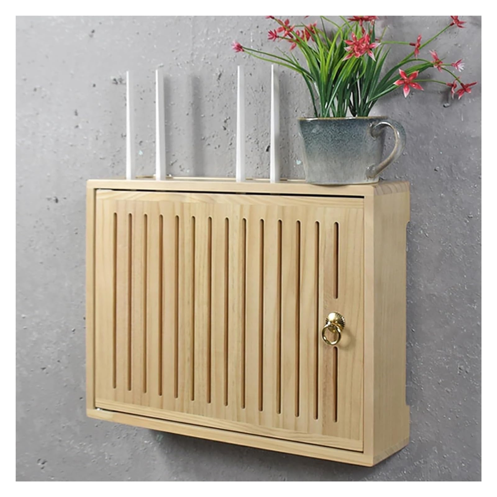 Boîte de rangement pour routeur WiFi, étagère murale en bois pour routeur et gestion des câbles, solution de rangement dissimulée