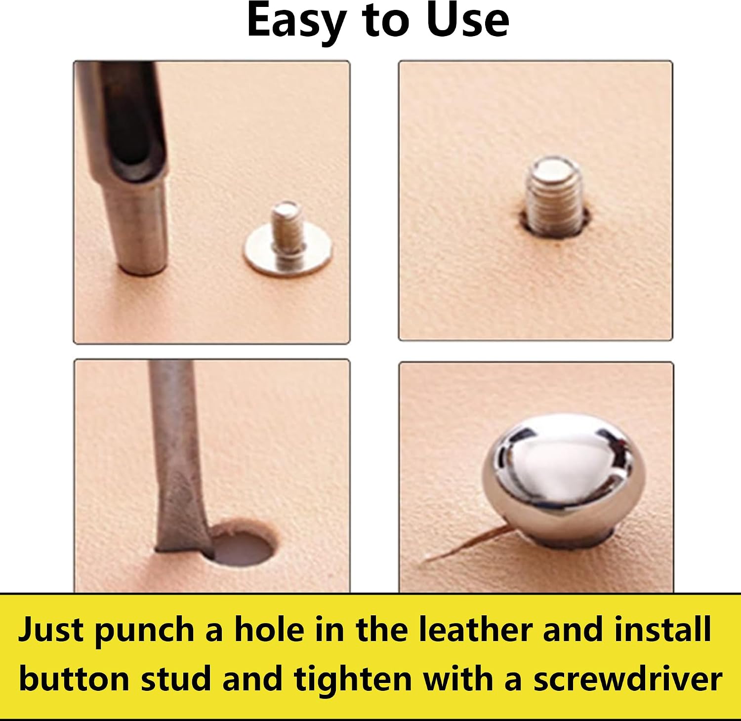 30Pcs 9x9mm Round Phillips Head Button Stud Chicago Screws, Zinc Alloy Chicago Screws Nail Rivet for DIY Leather Craft Clothing Shoes Belts Bag Decoration, Silver