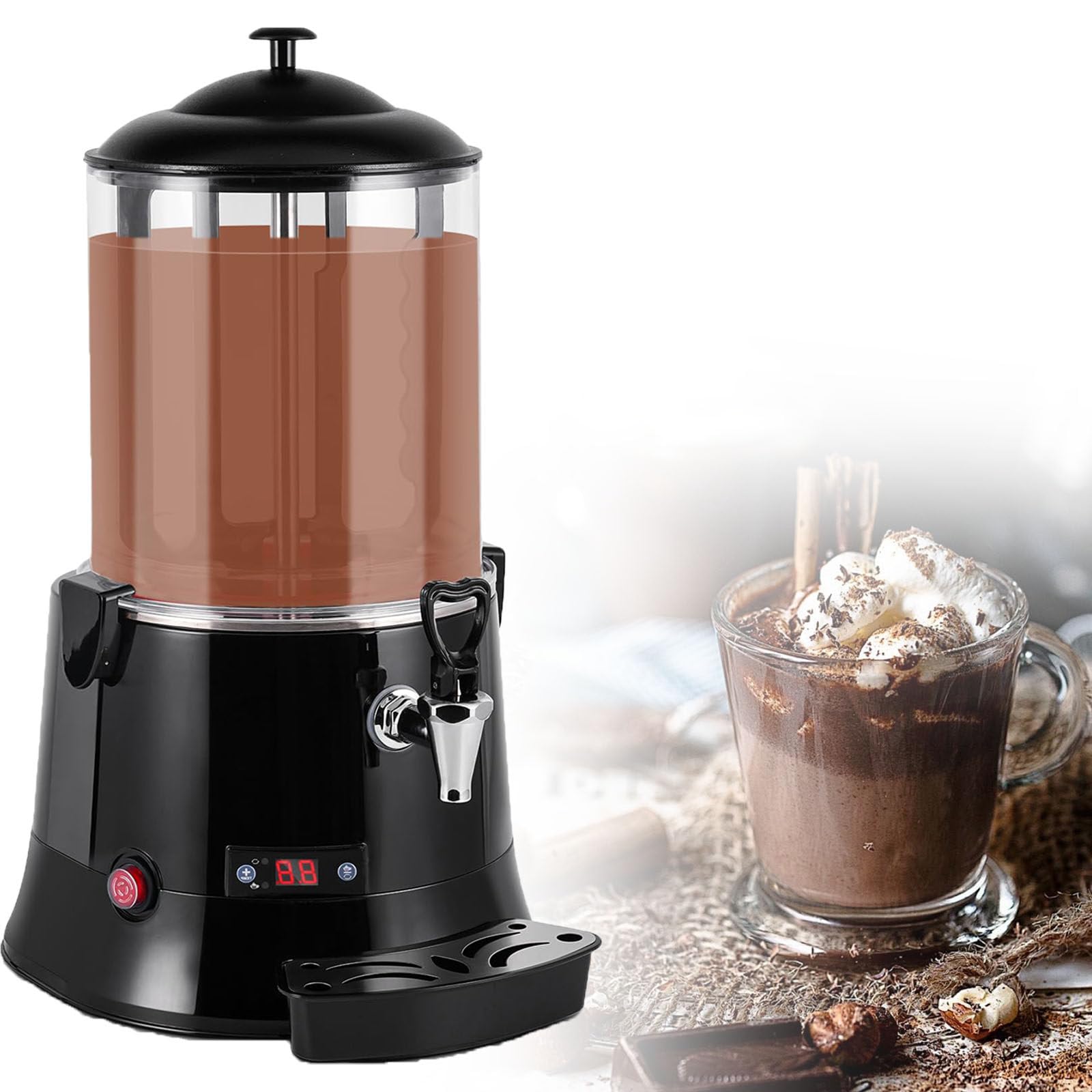 SENJINGHUA Commercial Coffee Hot Chocolate Maker, 10L Commercial Hot Chocolate Machine Hot Modern Drinks Maker Hot Beverage Warmer for Heating Chocolate,Tea, Cappuccinos,Black,5L
