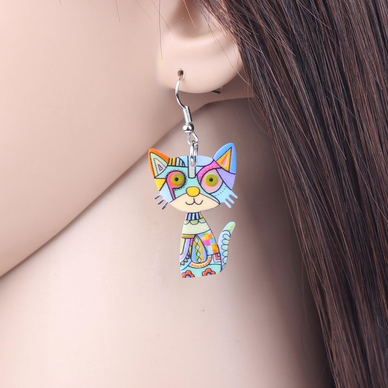 Acrylic Drop Cat Earrings Pets Funny Design 7 Color Lovely Gift For Girl Women By The Bonsny - Image 4