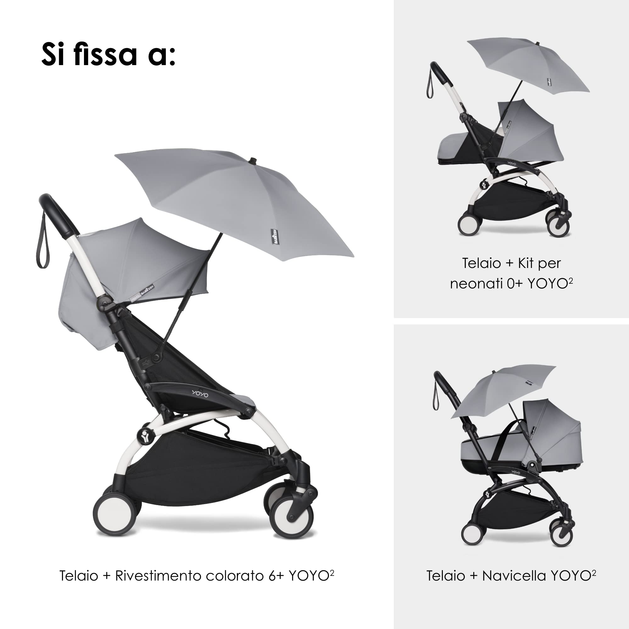 Parasole BABYZEN YOYO, Stone - Protezione UPF 50+ - Compatibile con il kit per neonati 0+, la navicella, il seggiolino per auto & il rivestimento colorato 6+