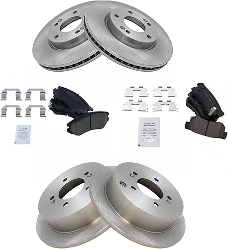 Miniatura 9 de TRQ Kit de rotor de pastillas de freno de cerámica delantera y trasera con productos químicos compatibles con Hyundai