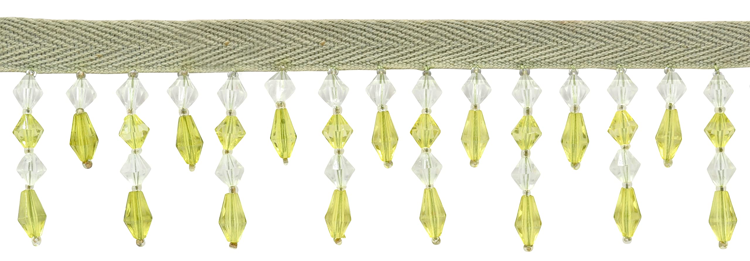 Bordure de frange perles diamant vert chou passementerie couture ameublement galon 4cm