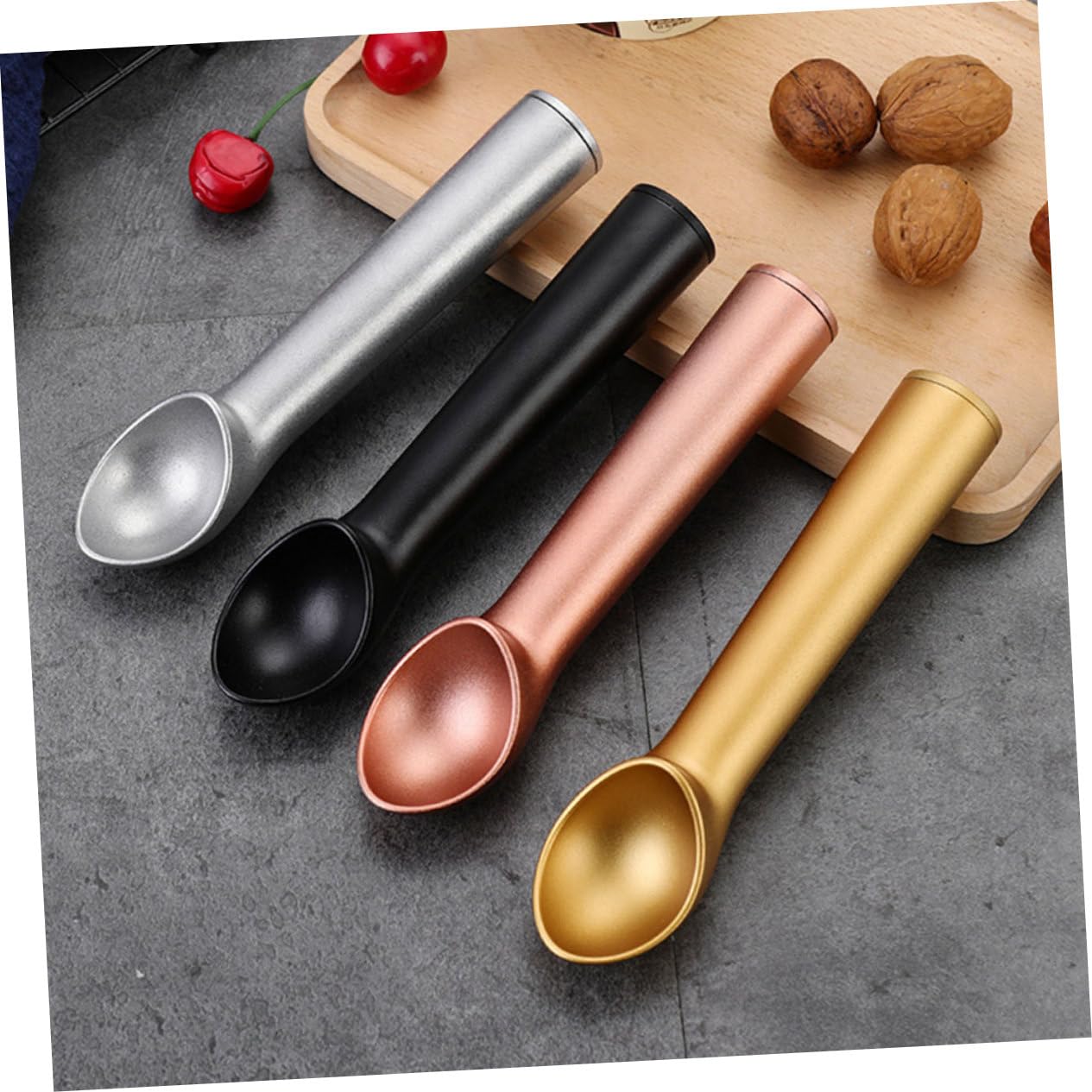 Ipetboom 4pièces Lot de Cuillères à Glace Cuillères à Fruits Simples et Élégantes pour Usage Domestique et Professionnel