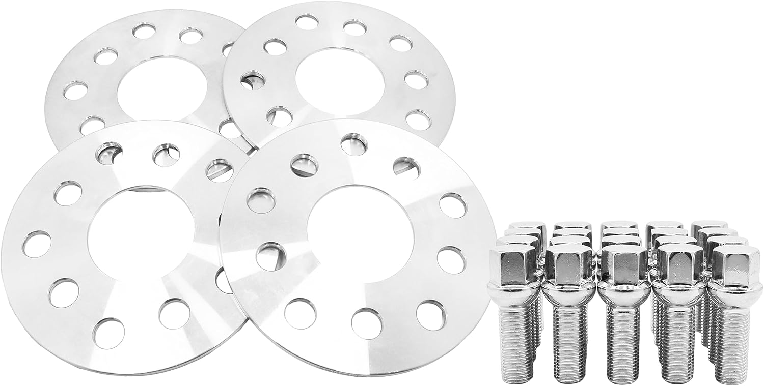 4pc 3mm Wheel Spacer W209 Chasis + Extended Chrome Lug Bolts 12x1.5 Thread | Fits 2003-2009 CLK Which is Compatible With Mercedes Benz