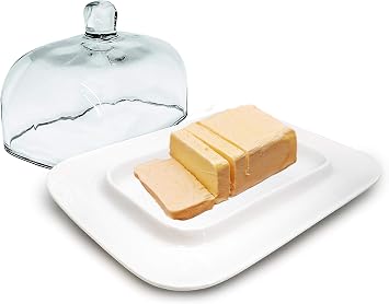Nerthus FIH 412 Porcelain Butter Dish With Glass Dome