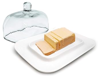 Nerthus FIH 412 Porcelain Butter Dish With Glass Dome