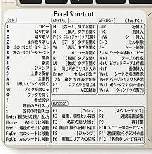 Short Cut Key Seal for Excel, 3.1 x 3.1 inches (8 x 8 cm), Japanese List Excel Sticker, Easy to Operate, Waterproof, No Adhesive Residue, Work Efficiency, Sticker for PC (White)