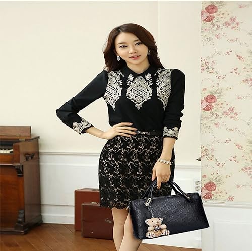 Miniatura 6 de FiveloveTwo. Bolso de mano para mujer, 4 piezas, con asa superior, bolsa de hombro, soporte para tarjetas