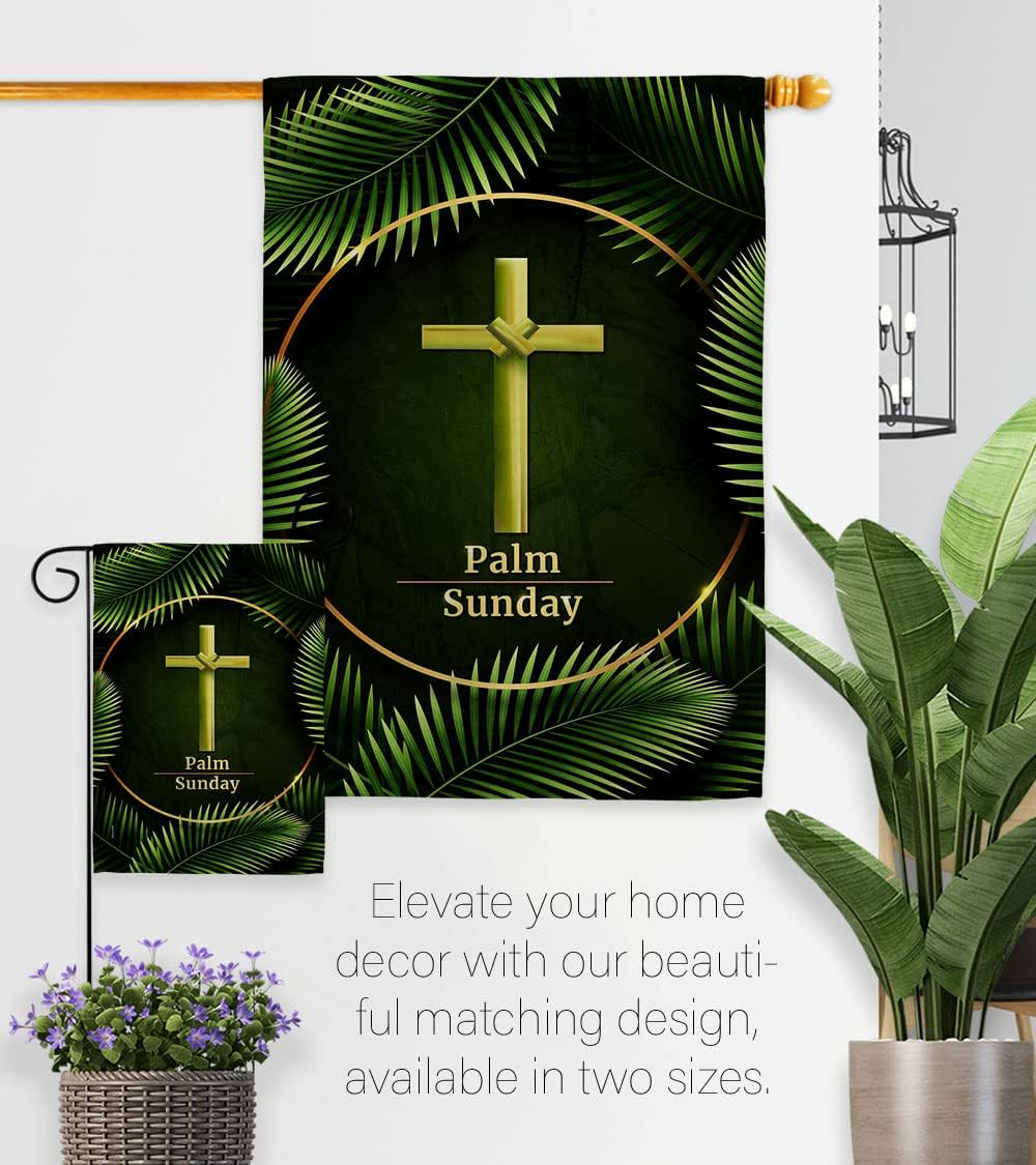 Palm Sunday Garden Flag Set Wood Dowel Religious Faith Hope Grace Peace Dove Christian Religion Easter House Decoration Banner Small Yard Gift Double-Sided, Made in USA