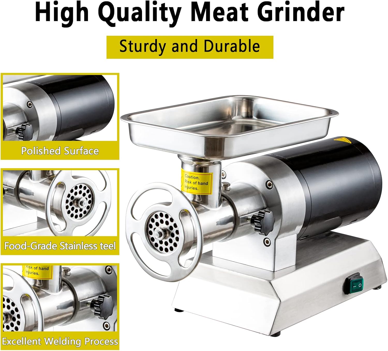Meat Grinder Machine 850W 550 Lbs/Hour Sausage Maker - Heavy Duty Stainless Steel Meat Mincer for Home Kitchen & Commercial Use Silver