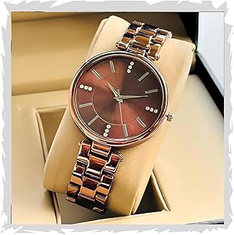 Women Analogue Wrist Watches for Women's & Girls&Miss&Ladies Diamond Studded Dial Rosegold Colored Stylish Bracelet Strap