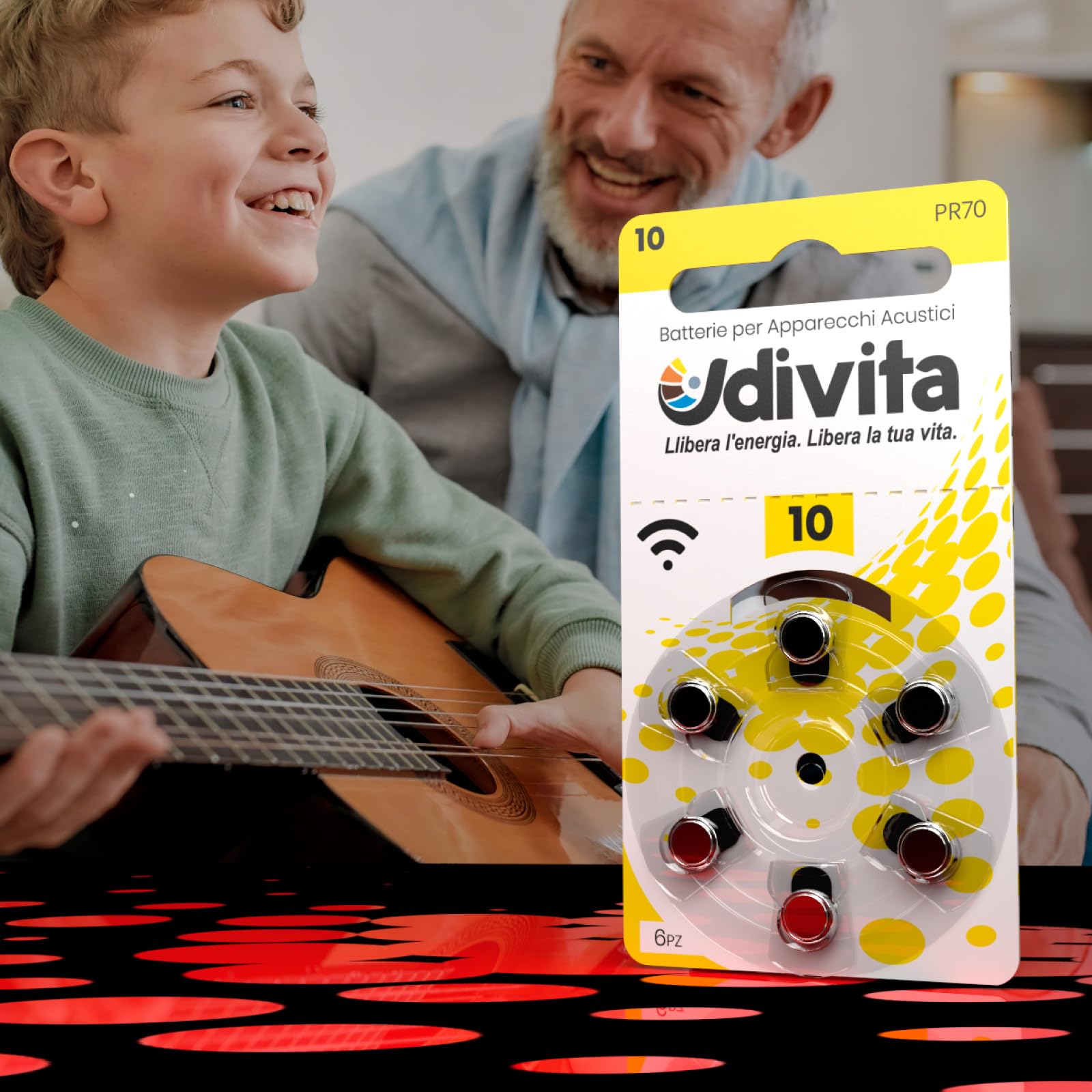 120 Batterie per Apparecchio acustico Udivita Senza Mercurio Dimensione 10 Tecnologia Sound Fusion - 20 Blister da 6 Batterie