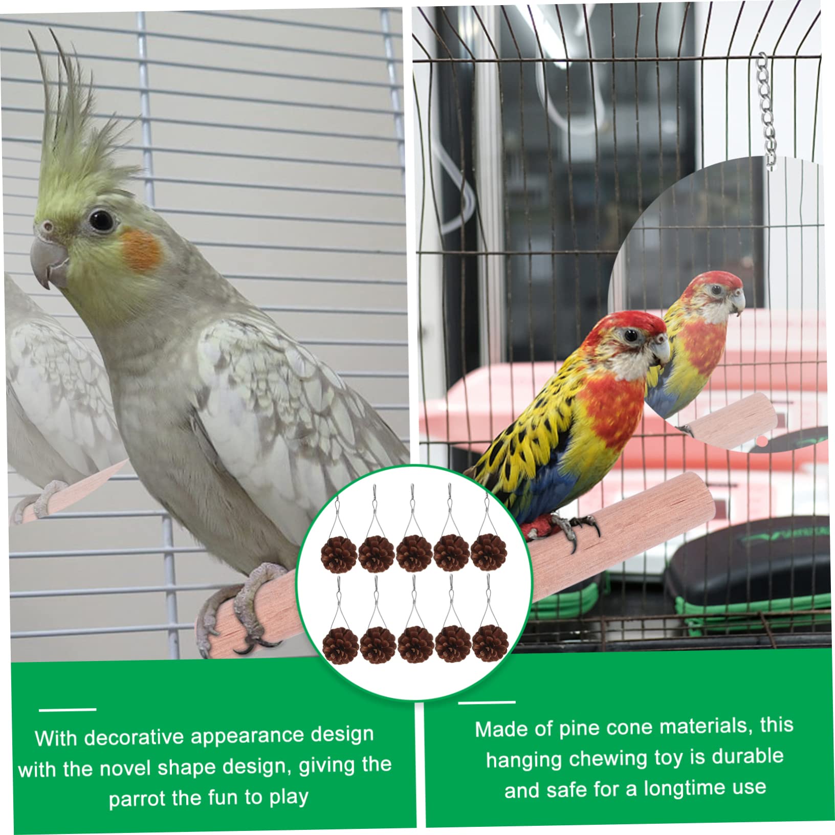 ABOOFAN 20pièces Jouet à Mâcher pour Oiseaux Pigne Naturelle Accessoire De Jeu Suspendu pour Perruches Et Cockatiels pour Forage Et Enrichissement