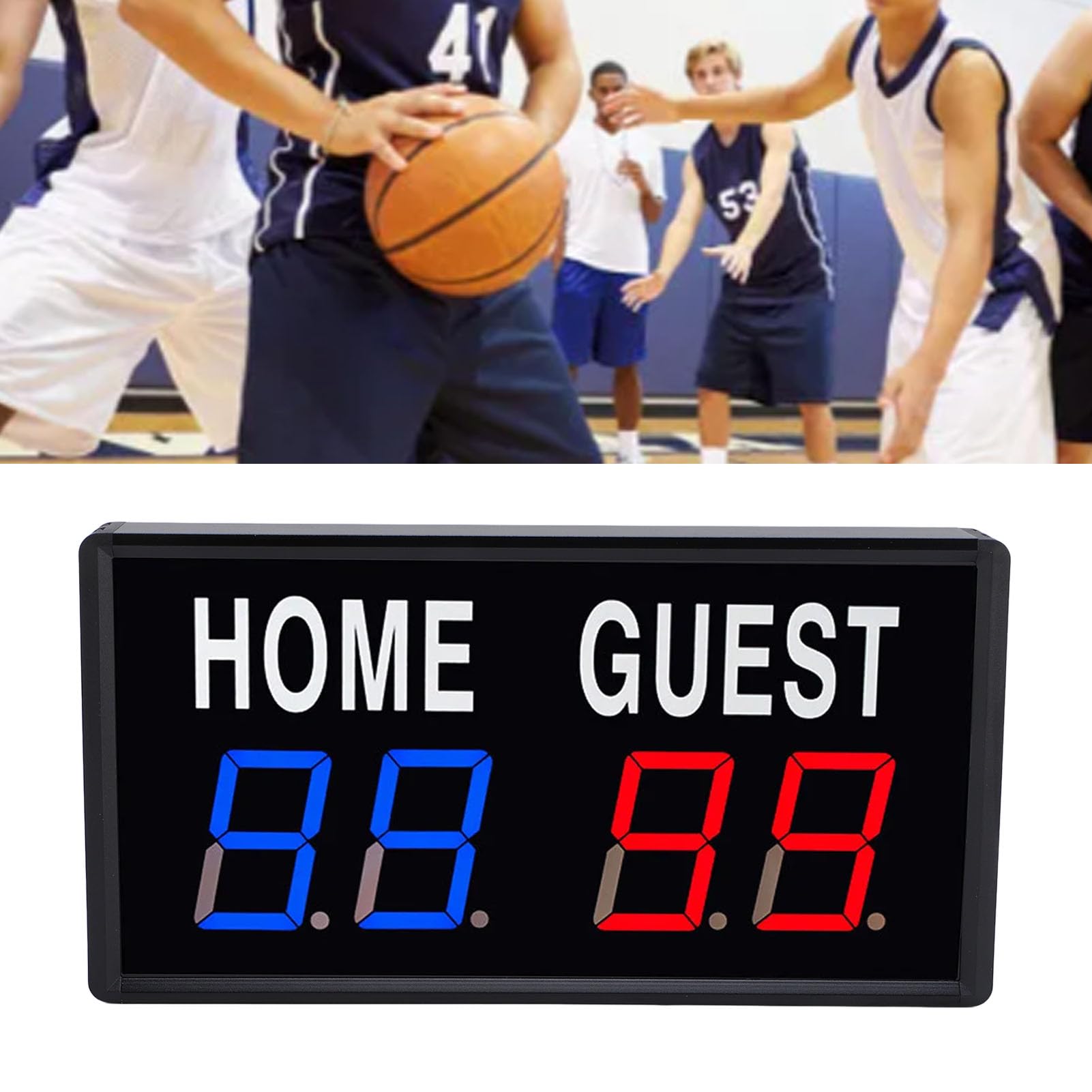 Marcador Electrónico LED Digital para Baloncesto, Tenis de Mesa y Bádminton con Control Remoto, Sonido de Zumbador, 8.7x4.5x1.4 Pulgadas, Aleación de Aluminio, Múltiples Ni