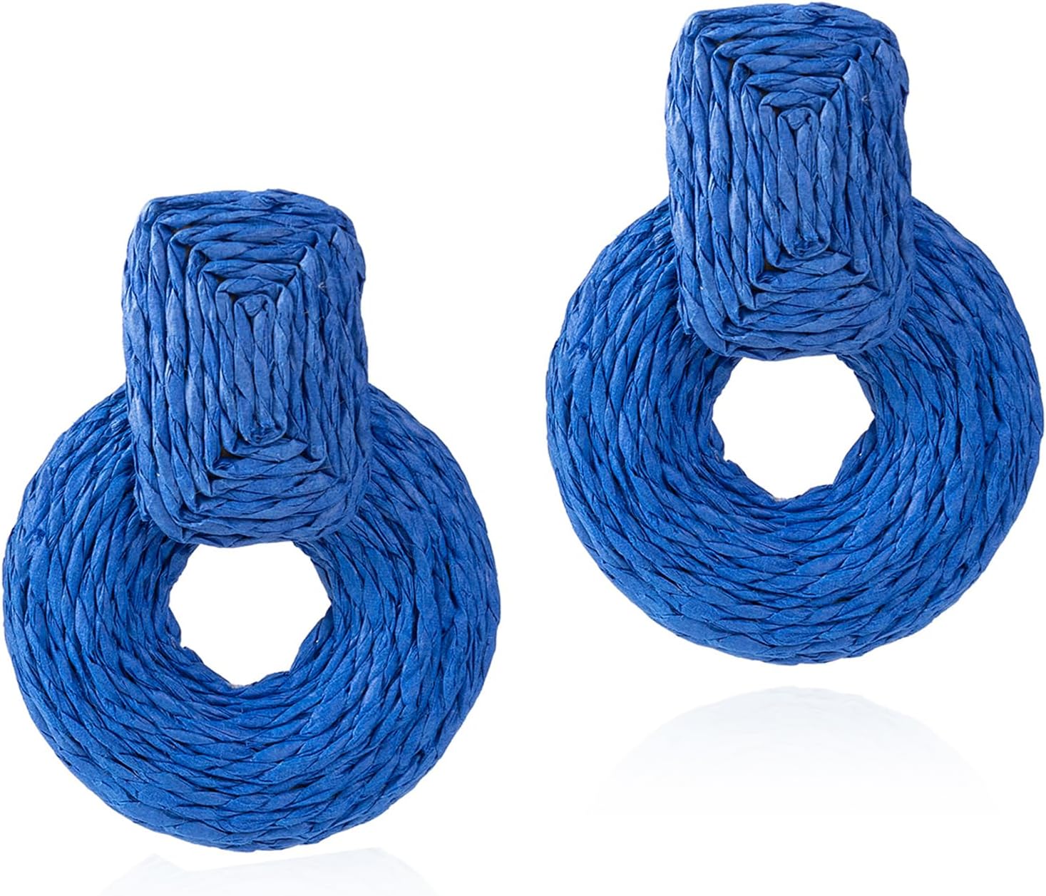 ATIMIGO Handmade Statement Raffia Earrings Cute Boho Rattan Dangle Earrings Lightweight Straw Wrap Summer Drop Dangling Earrings for Women