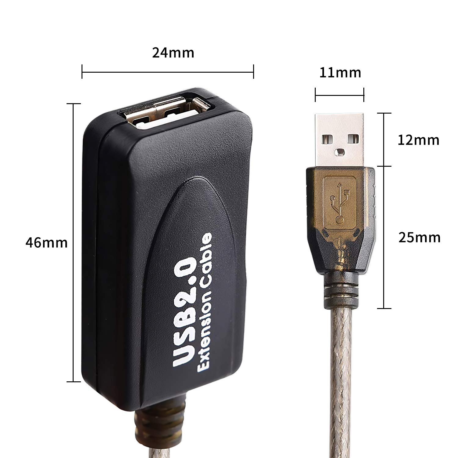 Cavo di prolunga a ripetitore attivo USB 2.0 tipo A maschio a femmina, ad alta velocità, 480 Mbps. Accelerazione chip-30,5 m