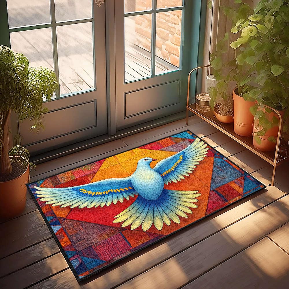 Paillasson oiseaux colorés 65x90cm - Tapis de porte automne décoratif pour chambre de garçon