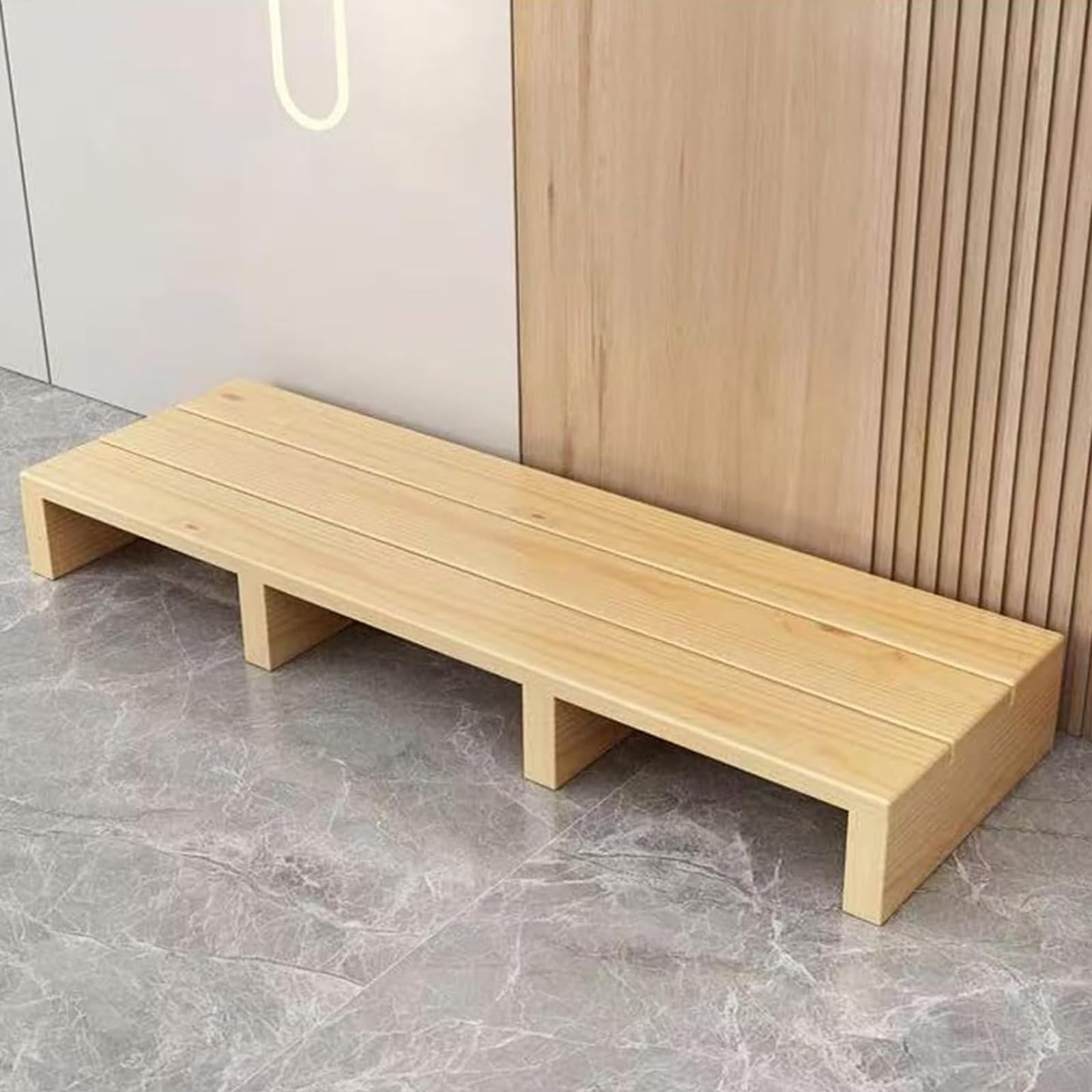 Vethenx Wooden Step Stool,stepstools for adults,for High Beds, Strong Load-Bearing Capacity,Designed for children and the elderly for Inside and Outside Use.（100×30×11cm Clear varnish）