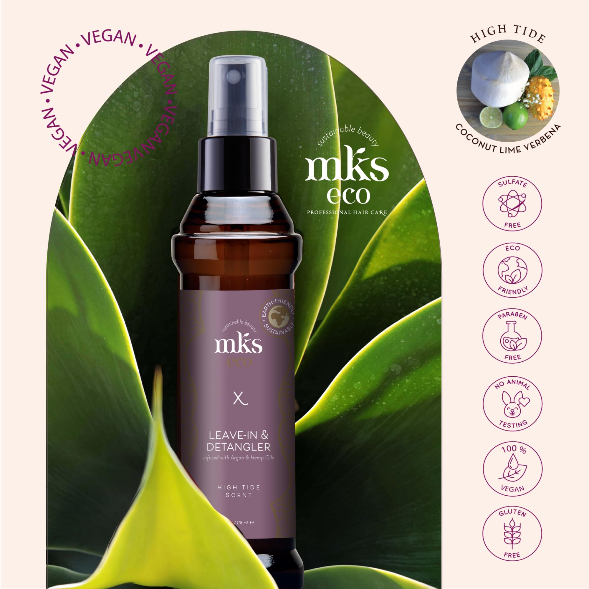 MKS eco X - Leave-In Treatment & Detangler - Moroccan Argan Oil, Hemp Seed Oil - Vegan & Cruelty Free | UNDER 3500 | 4