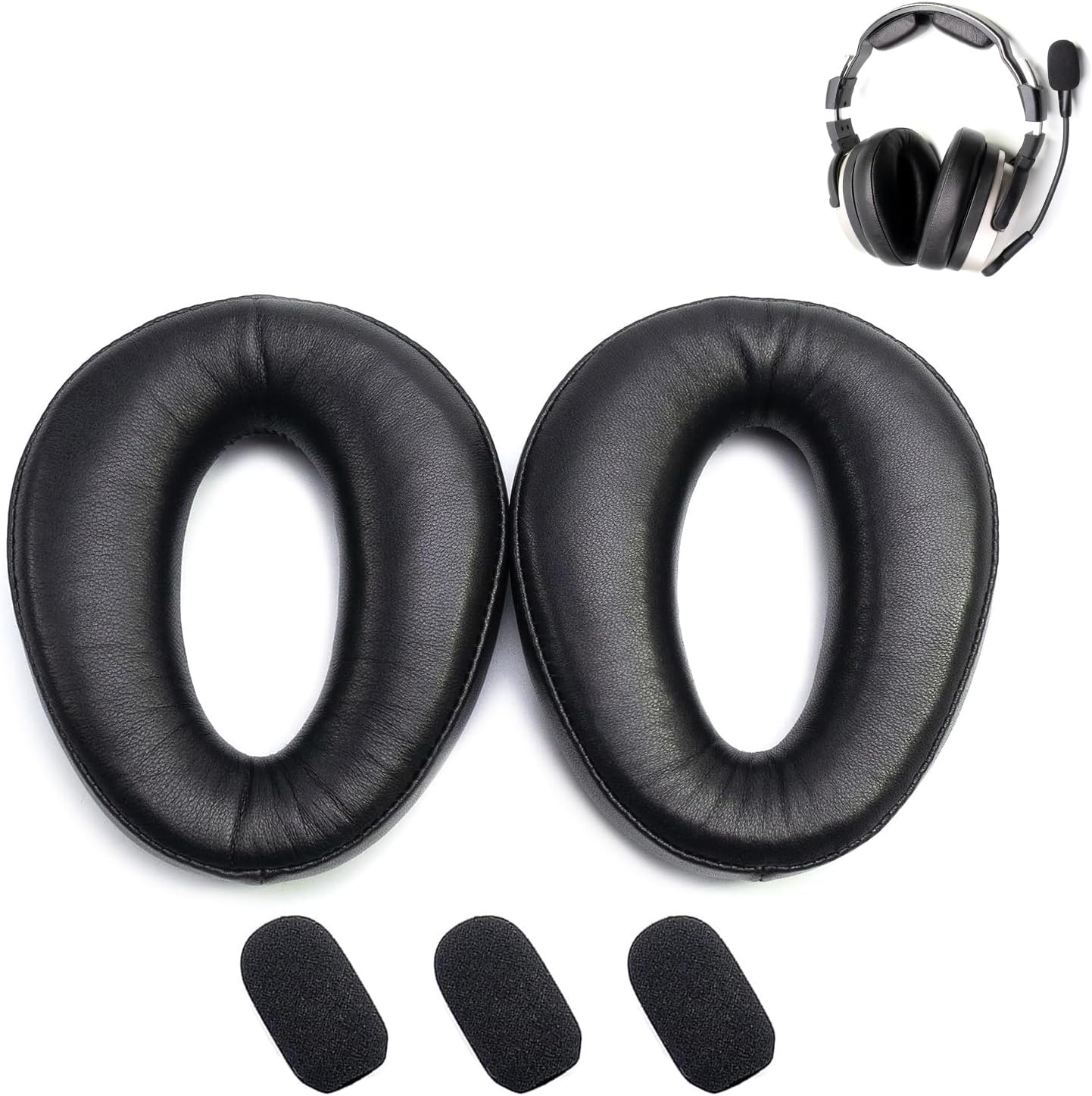 Voarmaks True Lambskin Ear Pads Seals + 3 Mic Muffs Compatible with Zulu Series PFX Aviation Headset, Thicker Memory Foam