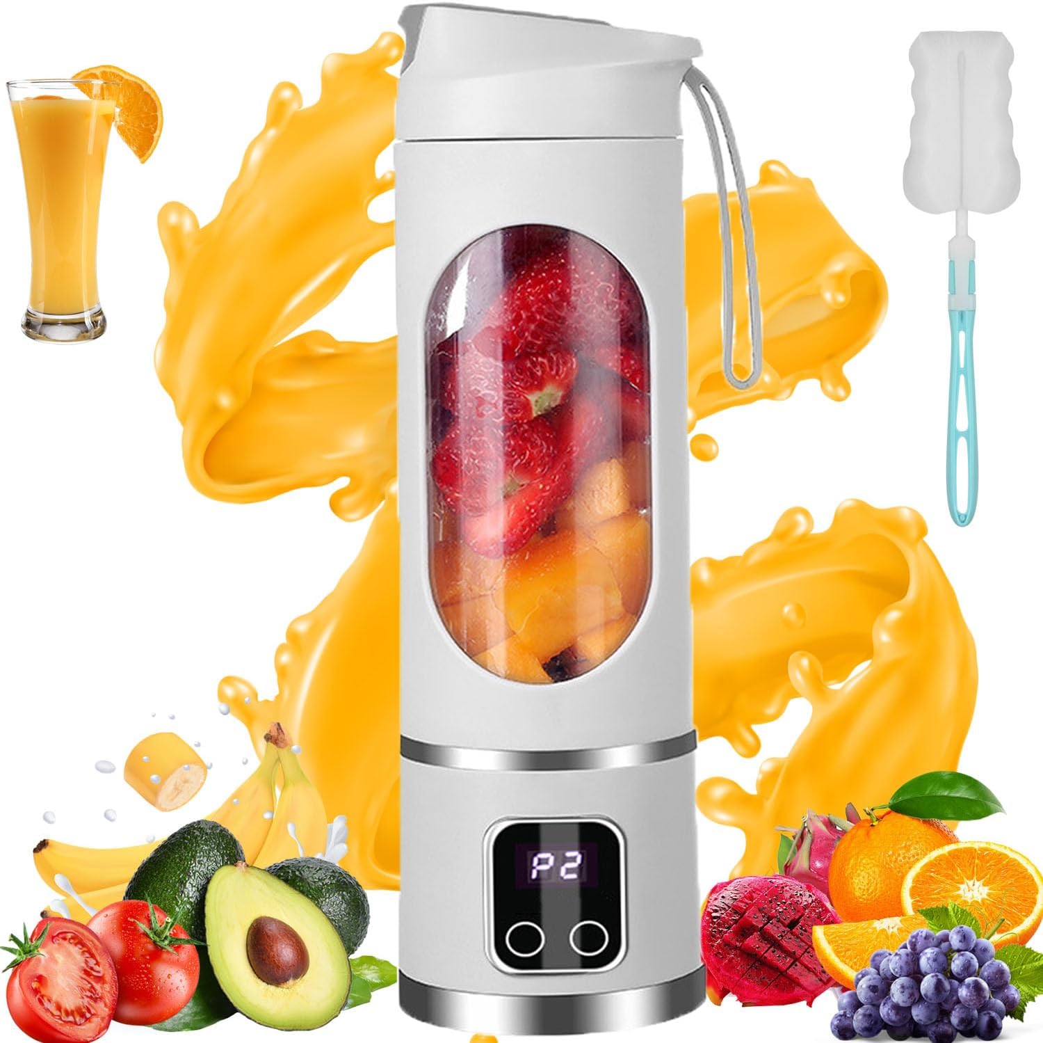 Product image of Digital Multimode Juicer Blender - Smart LED Display, Diet-Friendly,leak Proof Design for Smoothies, Smart LED Display Portable Fruit Cup Blender, Portable JuiceBlender Mini, For Home&Travel (White)