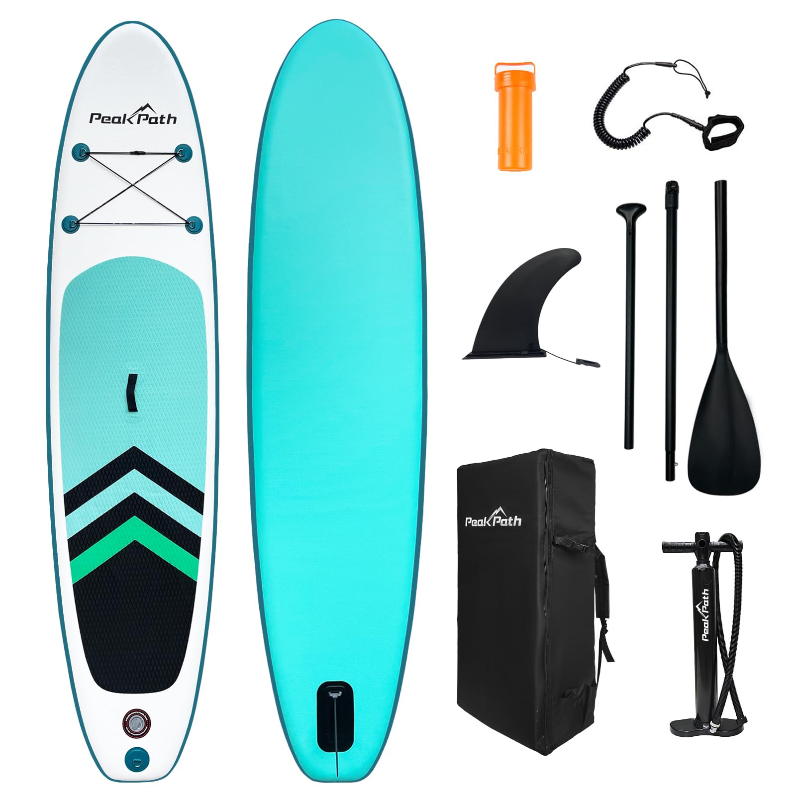 Peakpath Inflatable Stand Up Paddle Board (6’’ Thick) with Premium SUP Accessories&Bag,Bottom Fin for Paddling,Surf Control,Non-Slip Deck,Leash,Paddle and Two-Way Hand Pump|Youth&Adult Standing Boat