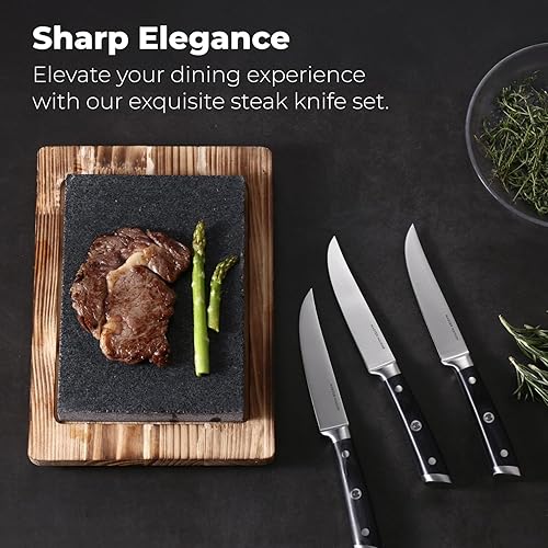 Miniatura 2 de Master Maison Juego de 8 cuchillos de carne de 5 pulgadas ultra premium  8 cuchillos alemanes de acero inoxidable sin dentar + caja de regalo de