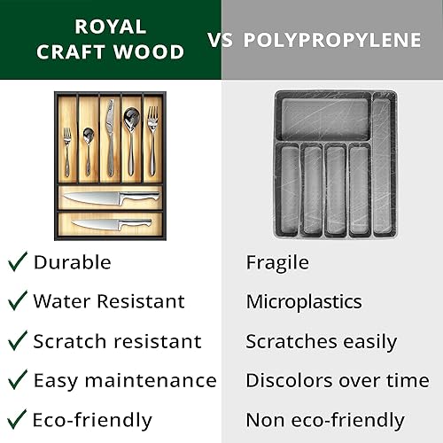 Miniatura 8 de ROYAL CRAFT WOOD Estante para utensilios de cocina de bambú premium elegante organizador y espacioso soporte para utensilios para almacenamiento de