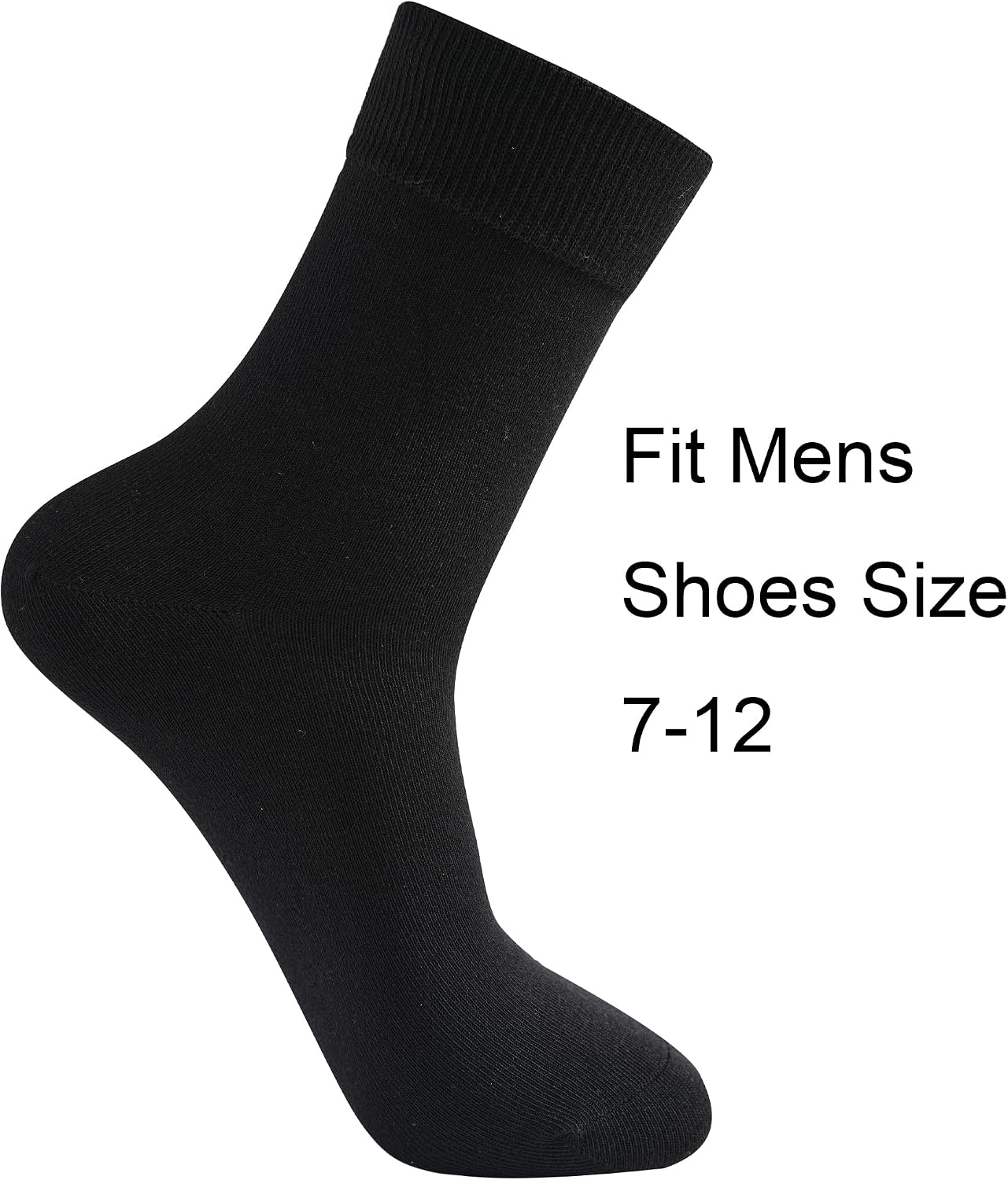 Mens Black Quarter/Crew Cotton Dress Socks Anti Odor Sweat Moisture Wicking
