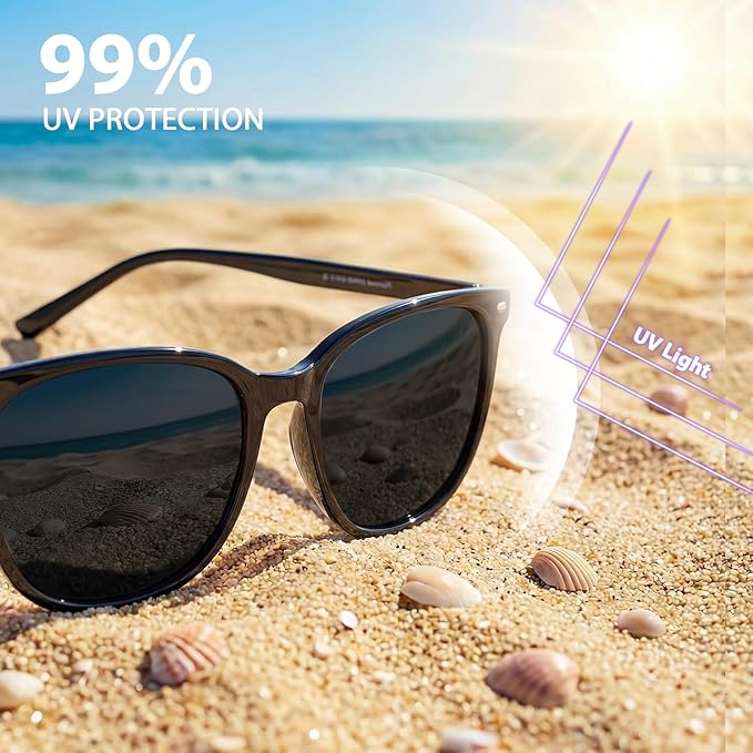 Myiaur Gafas de sol polarizadas para mujer con lente de espejo retro y protección UV400, gafas grandes modernas y elegantes, Espejo - Marco gris claro - Lentes dorados, Large