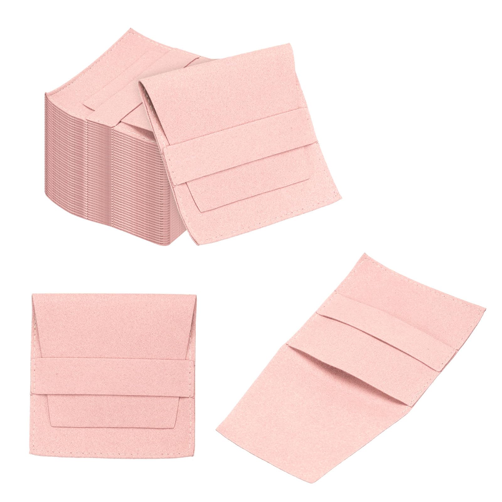 uxcell 40 bolsas de microfibra para joyas de 3.1 x 3.1 pulgadas, mini bolsa de embalaje de joyería con banda para bolsa de regalo de joyería pequeña, collar a granel, aretes, pulsera, color rosa