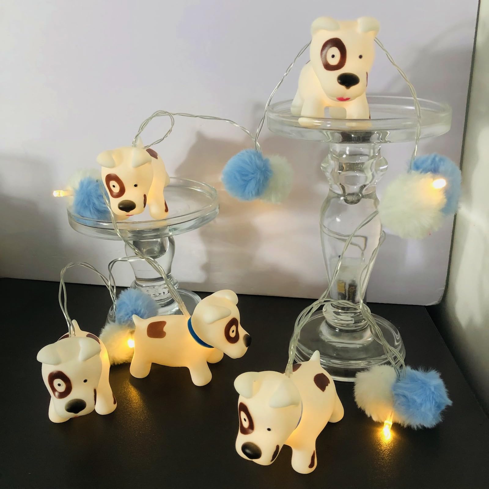 Riaxuebiy Cute Bichon Frise Hairball LED String Light Painted Dog Fairy Lights Battery Operated Night Light 10 Warm White LEDs Timer (Bichon Frise)