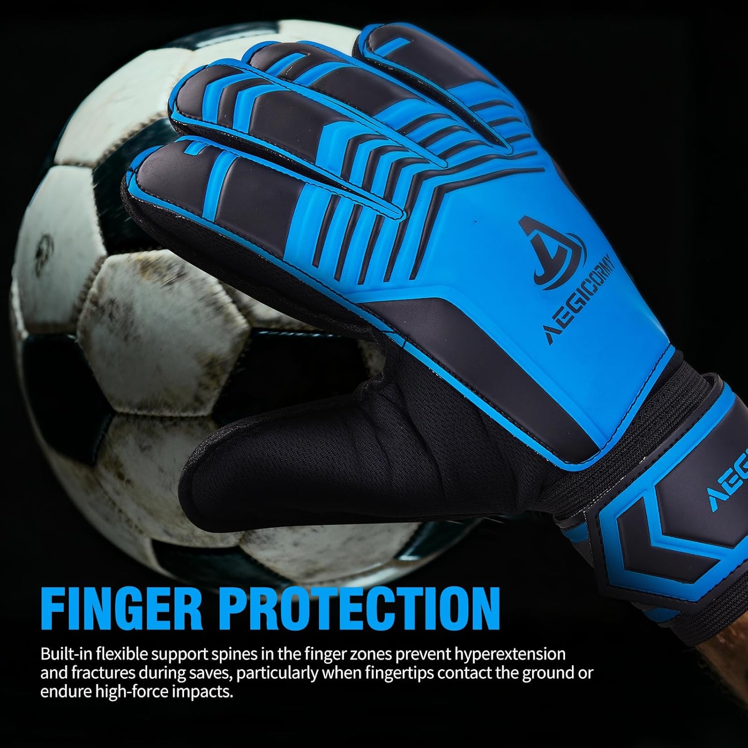 Goalie Goalkeeper Gloves with Finger Protection Breathable Soccer Gloves with Extra Grip, Unisex Youth and Adult, Black/Green, Sizes 5-10 - Image 3