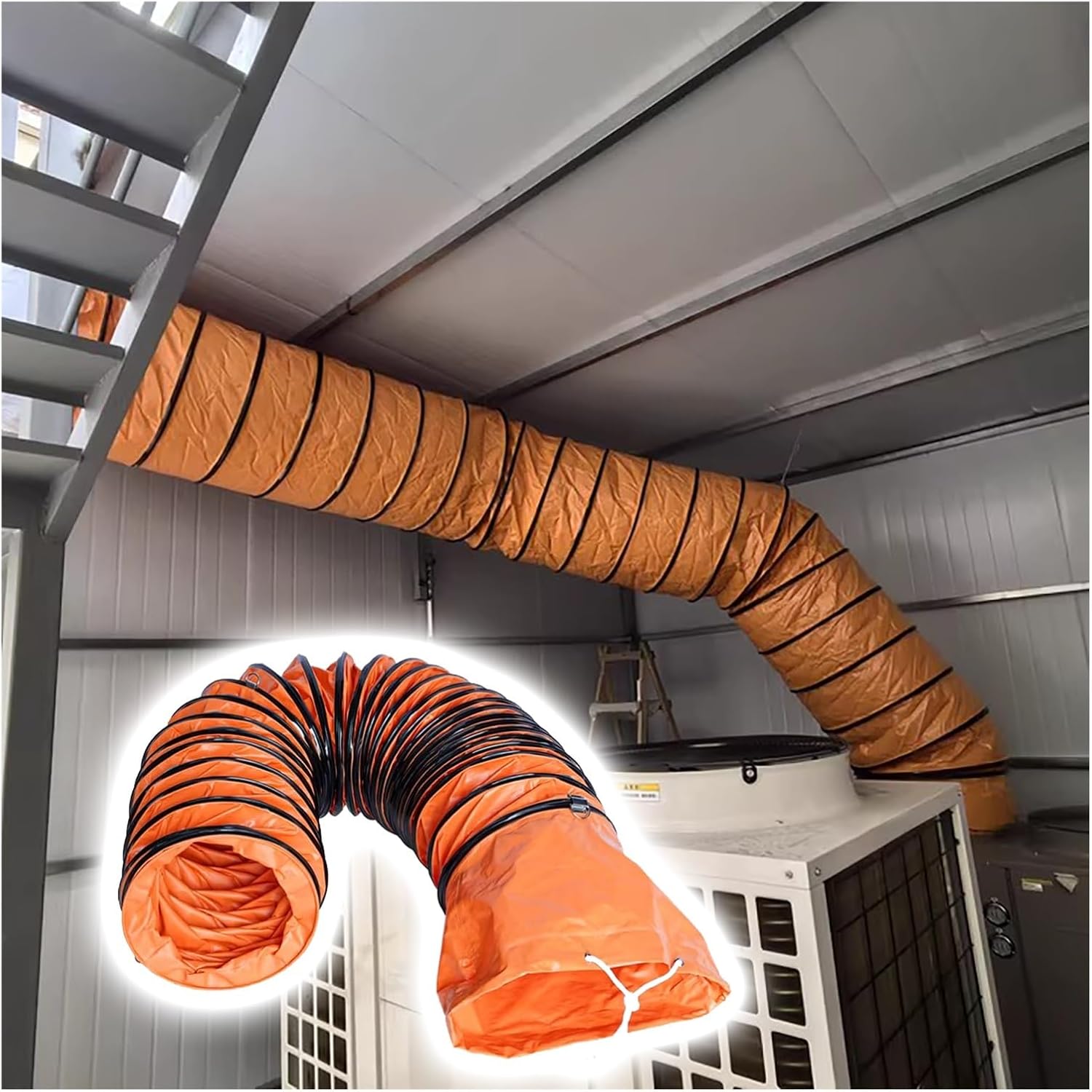 Industrial Retractable Flexible Duct Exhaust Fan Air Ducting Hose Pipe for 30 28 24 20 18 16 14 12 10 8 Dia Utility Blower, Temporary Hvac Pipe Transfer Hose(L 6.6FT,Dia 6"/15cm)