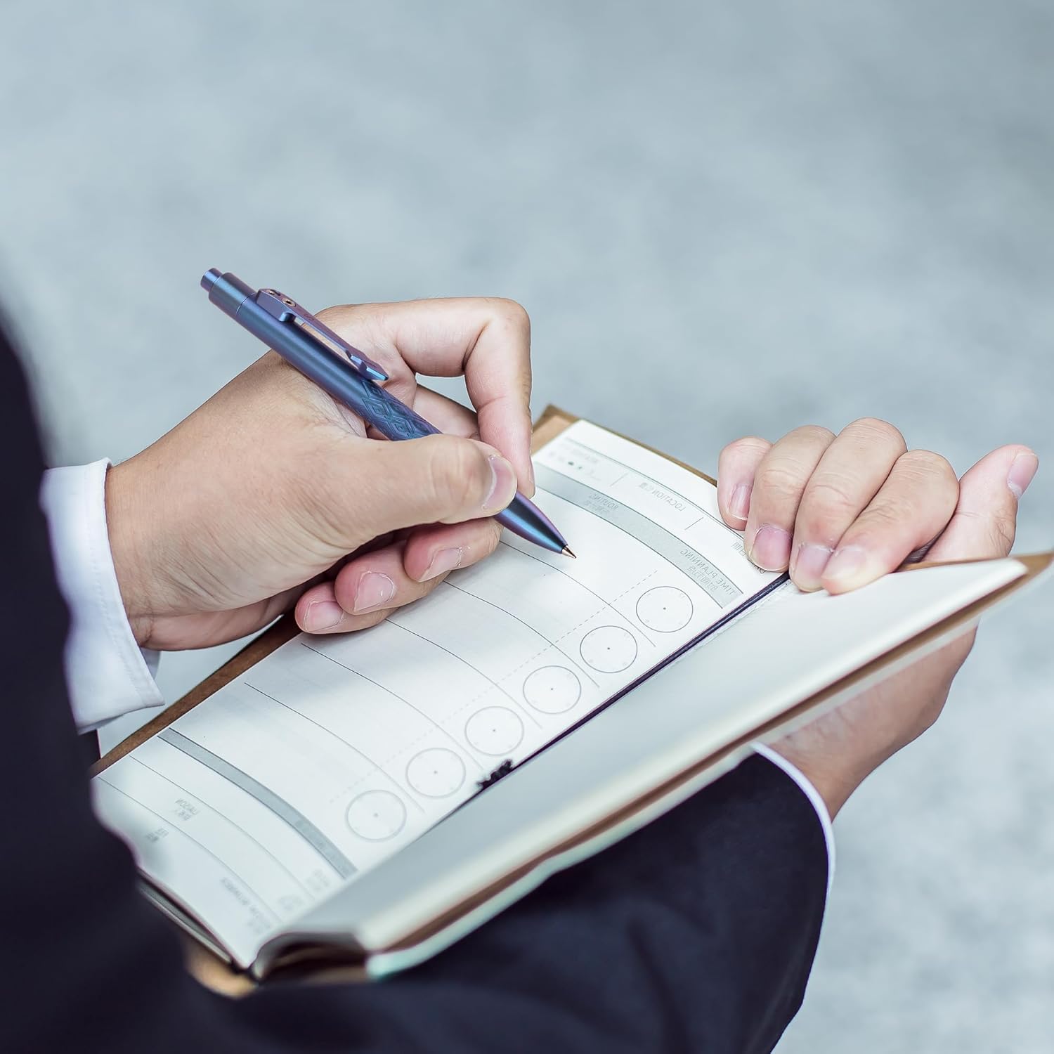 SMOOTHERPRO Titanium Retractable Pen Compatible with Parker Refill Lightweight Pen with pen clip for EDC Signature Business Office Writing Color Blue(DTP01)