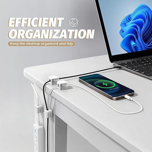 Miniatura 6 de Quacc Clips magnéticos para cables, organizador de cables, clips de soporte de escritorio, gestión de cables para escritorio en casa, mesita de