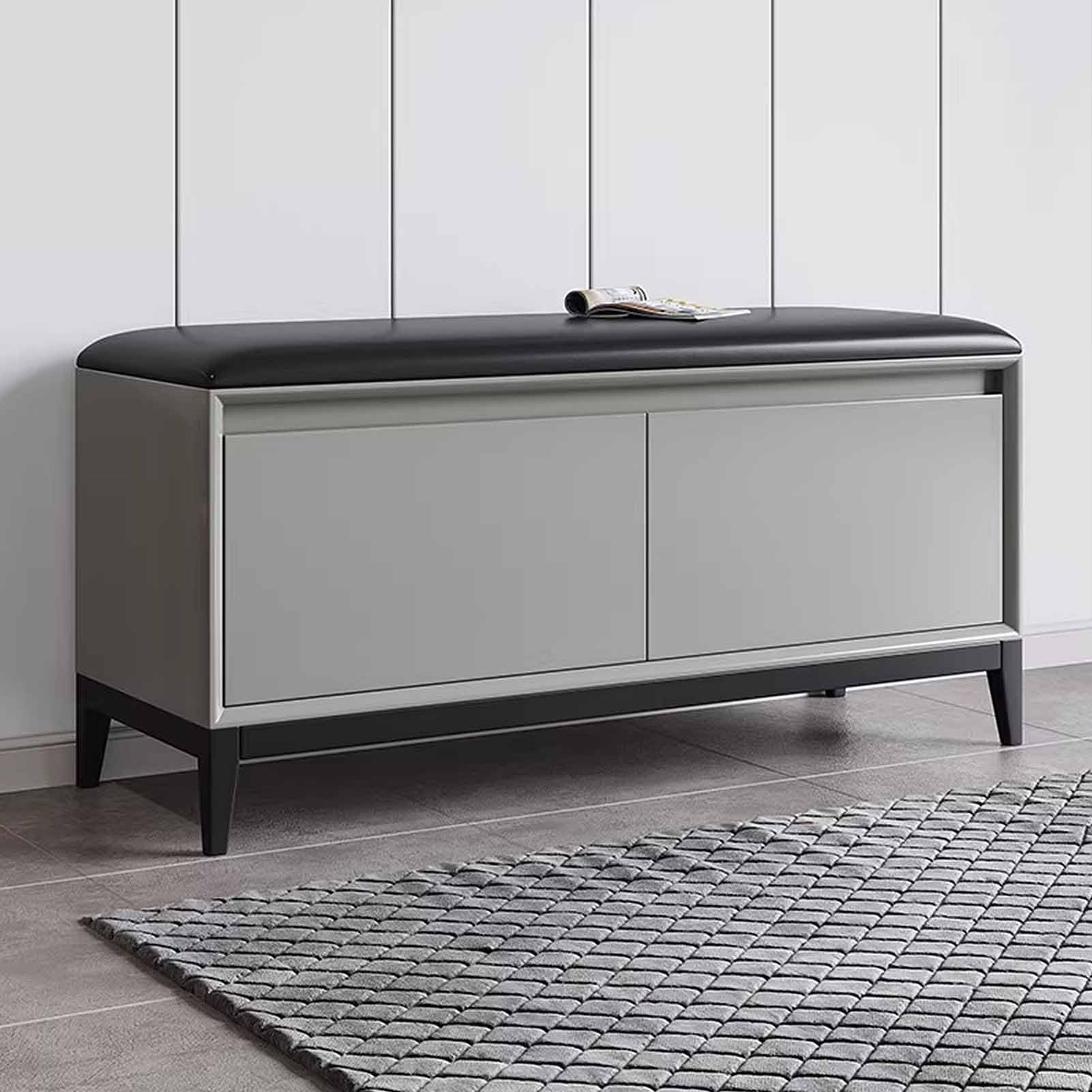 Banc à chaussures gain de place anti-poussière meuble d'entrée bois massif 90cm